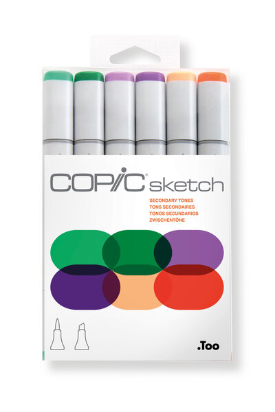 Set Copic Sketch marqueurs Manga 6 couleurs teintes secondaires