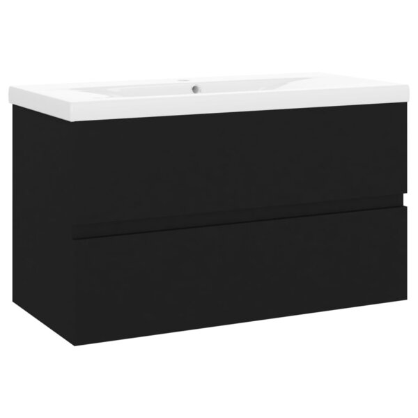 vidaXL Armoire d'évier avec lavabo intégré Noir Aggloméré
