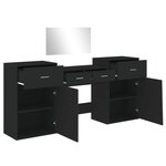 vidaXL Ensemble de coiffeuse 4 Pièces noir bois d'ingénierie