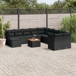 vidaXL Salon de jardin 12 Pièces avec coussins noir résine tressée
