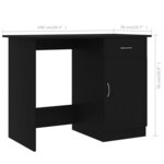 Bureau table poste de travail meuble d'ordinateur informatique étude 100 x 50 x 76 cm bois d’ingénierie noir 02_0023889