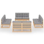 Salon de jardin meuble d'extérieur ensemble de mobilier 9 pièces avec coussins bois de pin massif 02_0017919