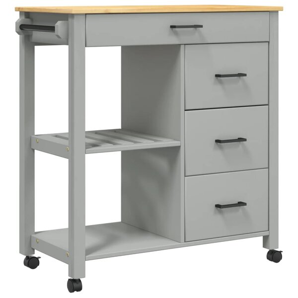 vidaXL Chariot de cuisine MONZA 84x40x90 cm bois massif de pin