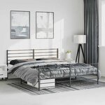 vidaXL Cadre de lit métal sans matelas avec pied de lit noir 193x203cm