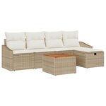 vidaXL Ensemble de canapé de jardin 6 pièces avec coussins Beige en poly rotin