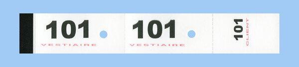 Bloc de 50 tickets vestiaire 3 x 20 cm Blanc Lot de 20 (de 1 à 1000) ELVE