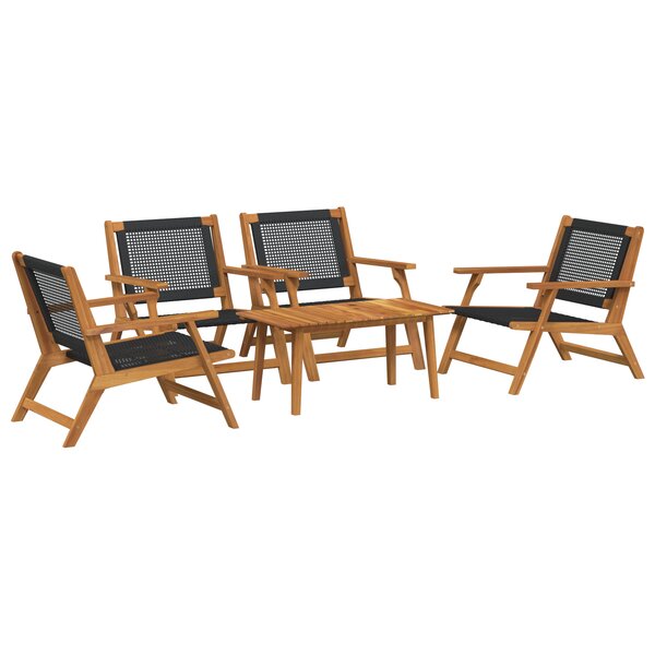 vidaXL Ensemble de chaises de jardin avec table - 5 pièces  bois d'acacia noir