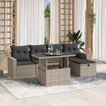vidaXL Salon de jardin 6 Pièces avec coussins gris clair résine tressée