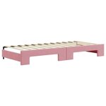 vidaXL Lit de jour avec gigogne et tiroirs sans matelas rose 80x200 cm