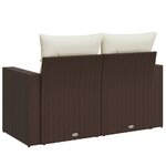 vidaXL Canapé de jardin avec coussins 2 places marron résine tressée