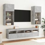 vidaXL Meuble TV mural avec lumières LED gris béton 40x30x40 cm