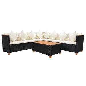 Salon de jardin meuble d'extérieur ensemble de mobilier 5 pièces avec coussins résine tressée noir 02_0016493