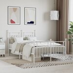 vidaXL Cadre de lit métal sans matelas et pied de lit blanc 120x200 cm