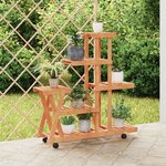vidaXL Support à fleurs avec roues 95x25x101 cm bois massif de sapin