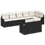 Set de canapé de jardin 8 pièces avec coussins noir poly rotin