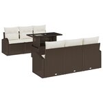 Canapé de jardin 7 pièces avec coussins marron poly rattan