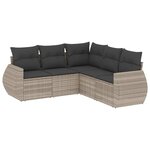 vidaXL Salon de jardin 5 Pièces avec coussins gris clair résine tressée