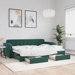 vidaXL Lit de jour avec gigogne et tiroirs sans matelas 80x200 cm