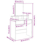 vidaXL Coiffeuse avec miroir gris béton 80x41x144 5 cm