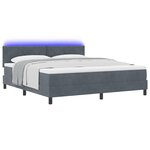 vidaXL Lit à ressorts avec matelas et LED Gris foncé 180x200 cm Velours