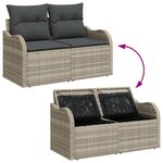 Ensemble de Canapé de Jardin vidaXL de 7 Pièces avec Coussins Gris Clair Rattan Poly