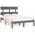 vidaXL Cadre de lit sans matelas gris 150x200 cm bois massif