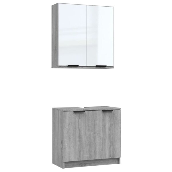 vidaXL Ensemble d'armoires de salle de bain 2 Pièces sonoma gris