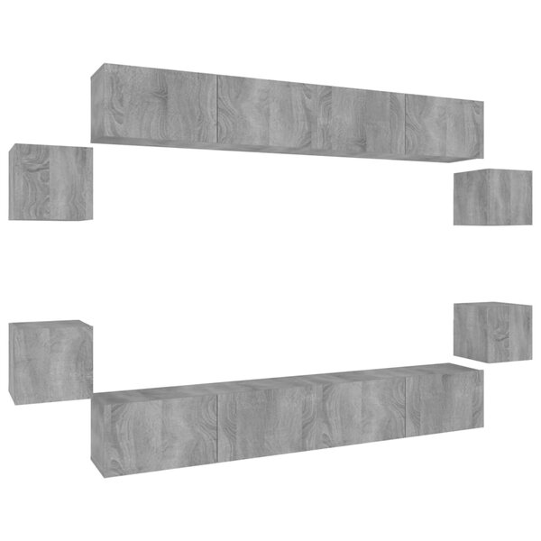 vidaXL Ensemble de meubles TV 8 Pièces Sonoma gris Bois d'ingénierie