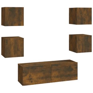 vidaXL Ensemble de meubles TV muraux Chêne fumé Bois d'ingénierie
