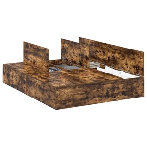 vidaXL Cadre de lit de rangement Chêne fumé 160x200 cm
