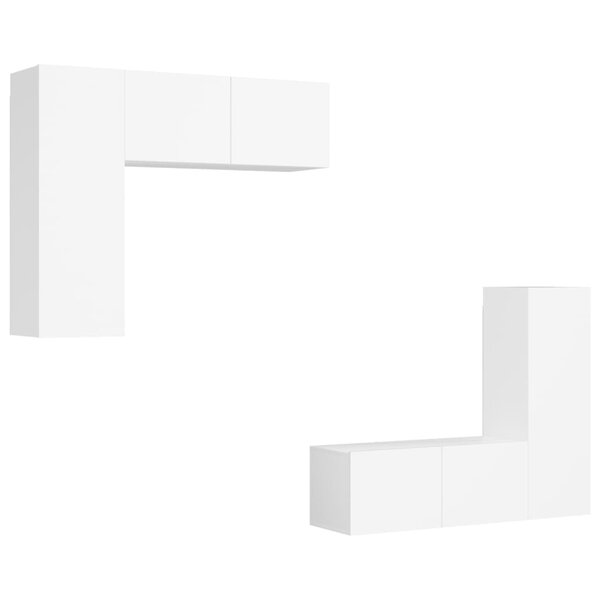 vidaXL Ensemble de meubles TV 4 Pièces Blanc Bois d'ingénierie