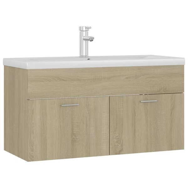 vidaXL Armoire d'évier avec lavabo intégré Chêne sonoma Aggloméré