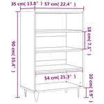 vidaXL Buffet haut blanc brillant 57x35x90 cm bois d'ingénierie