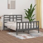 vidaXL Cadre de lit Gris Bois massif 150x200 cm Très grand