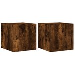vidaXL Meubles TV muraux et lumières LED 2Pièces chêne fumé 30 5x35x30 cm