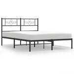 vidaXL Cadre de lit métal avec tête de lit noir 120x200 cm