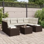 vidaXL Ensemble de canapé de jardin 7 pièces avec coussins marron en rotin
