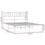 vidaXL Cadre de lit métal sans matelas et tête de lit blanc 135x190 cm
