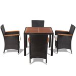 vidaXL Ensemble à manger d'extérieur 5Pièces avec coussins Résine tressée