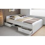Lit adulte contemporain blanc mat 140 x 200 cm