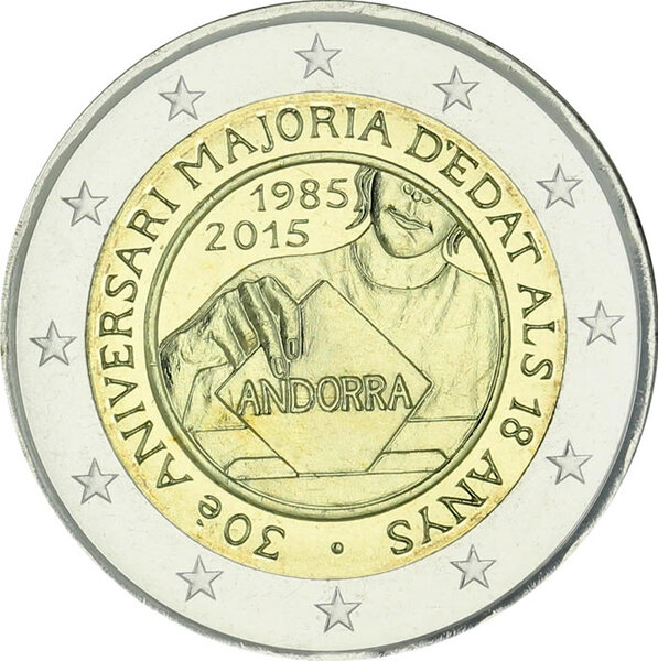 Majorité à 18 ans - 2 Euros Commémo. 2015  frappe BU