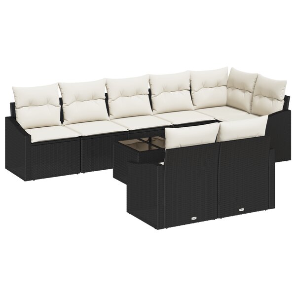 vidaXL Ensemble de salle à manger de jardin de 8 pièces avec coussins en rattan brun