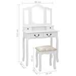 vidaXL Ensemble de coiffeuse avec tabouret Blanc 80x69x141cm Paulownia