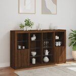 vidaXL Buffets avec lumières LED 3 Pièces chêne brun bois d'ingénierie