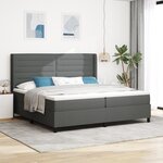 Lit Box Spring vidaXL avec Matelas & LED Grise Foncée 200x200 cm Tissu