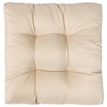 vidaXL Repose-pied palette de jardin et coussin sable Marron miel Bois