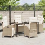 vidaXL Set de Dîner de Jardin 5 Pièces Beige Poly Rattan