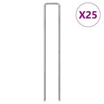 vidaXL Piquets de sol en forme de U 25 Pièces 20x4 cm acier galvanisé