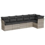 vidaXL Salon de jardin 6 Pièces avec coussins gris clair résine tressée