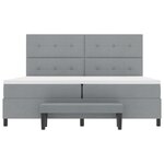 vidaXL Lit Box Spring avec Matelas & Banc Gris Clair 200x200 cm Tissu